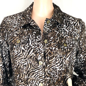 Westbound Animal Print Jacket Woman Sz Medium Brown Buttons Business Casual